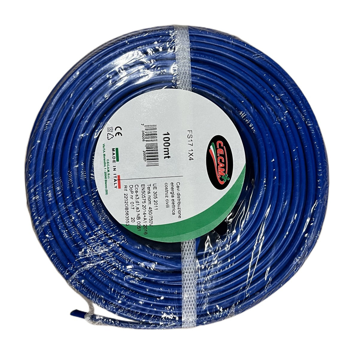 Soltanto 42.84 dollari per 100mt Cavo Elettrico FS17 450/750V Unipolare  1X4mm Colore Blu Made In Italy In linea allo Shop